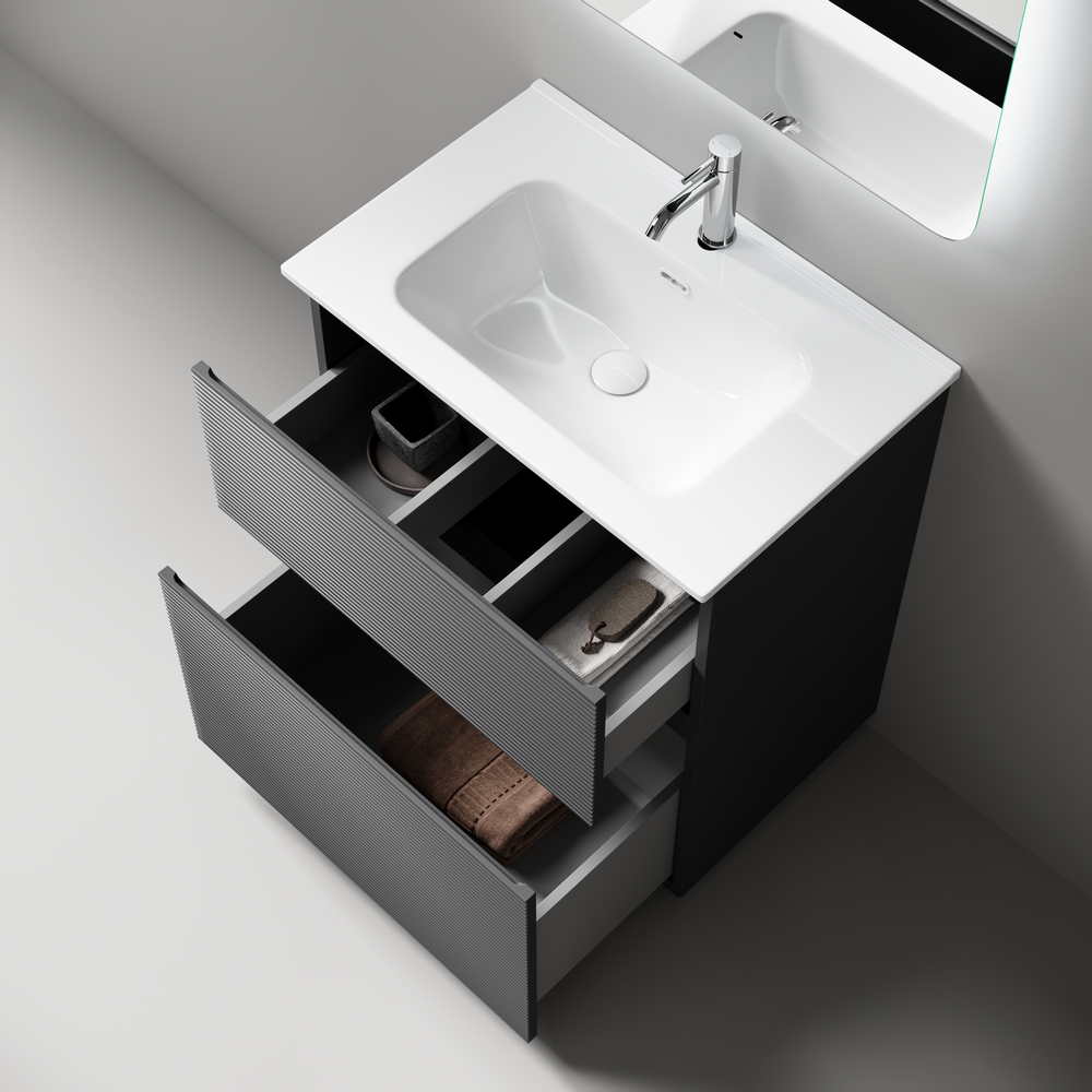 Тумба с раковиной Sancos Folk Floor 70 напольная, Grey soft