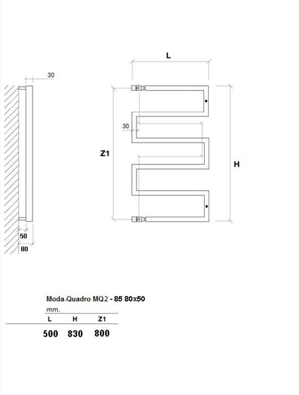 Полотенцесушитель электрический Приоритет Moda-Quadro 2 80x50 черный