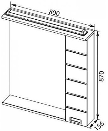 Зеркало-шкаф Aquanet Сити 85 R 170583 белый/темное дерево