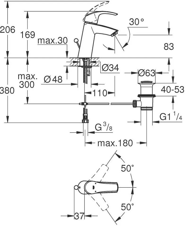 Смеситель для раковины Grohe Eurosmart 23322001 хром