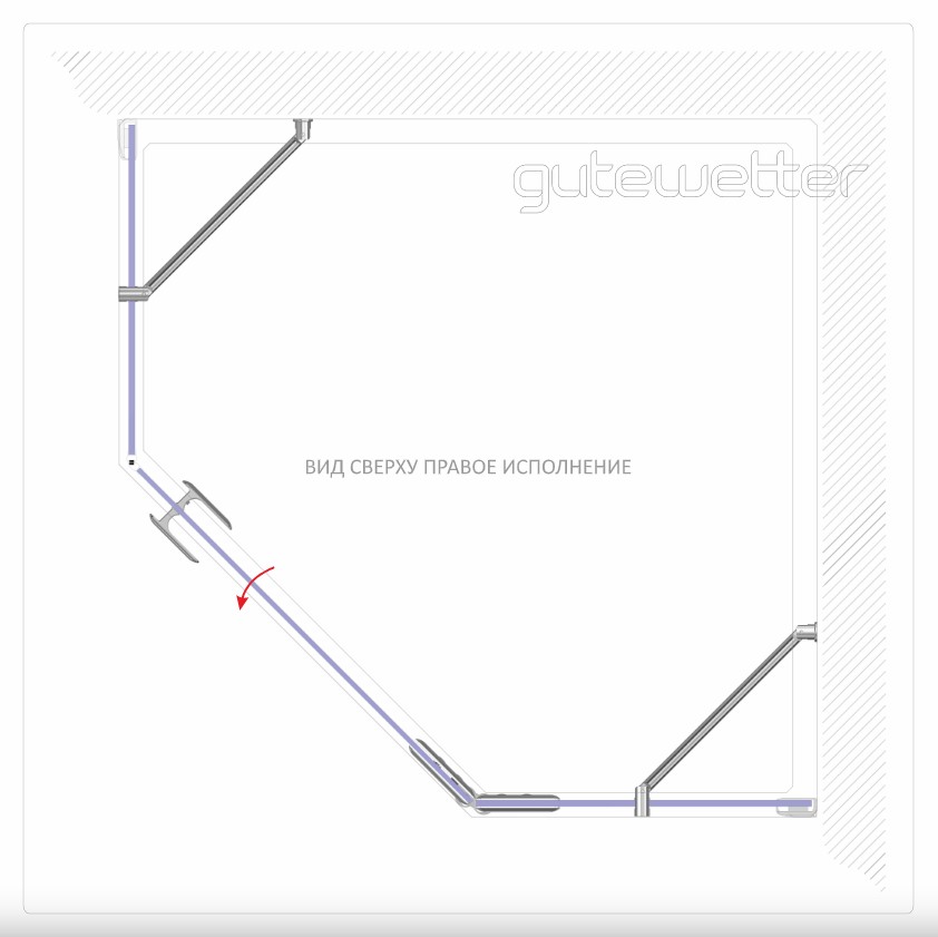 Душевой уголок Gutewetter Trend GK-863FP 120*90*200 R профиль хром, стекло прозрачное