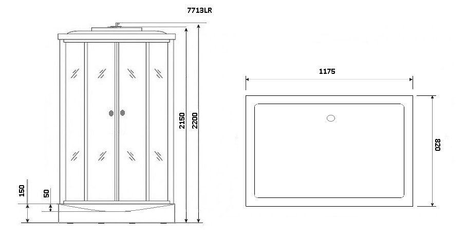 Душевая кабина Niagara Luxe 120х82см NGL-7713W L профиль серебро