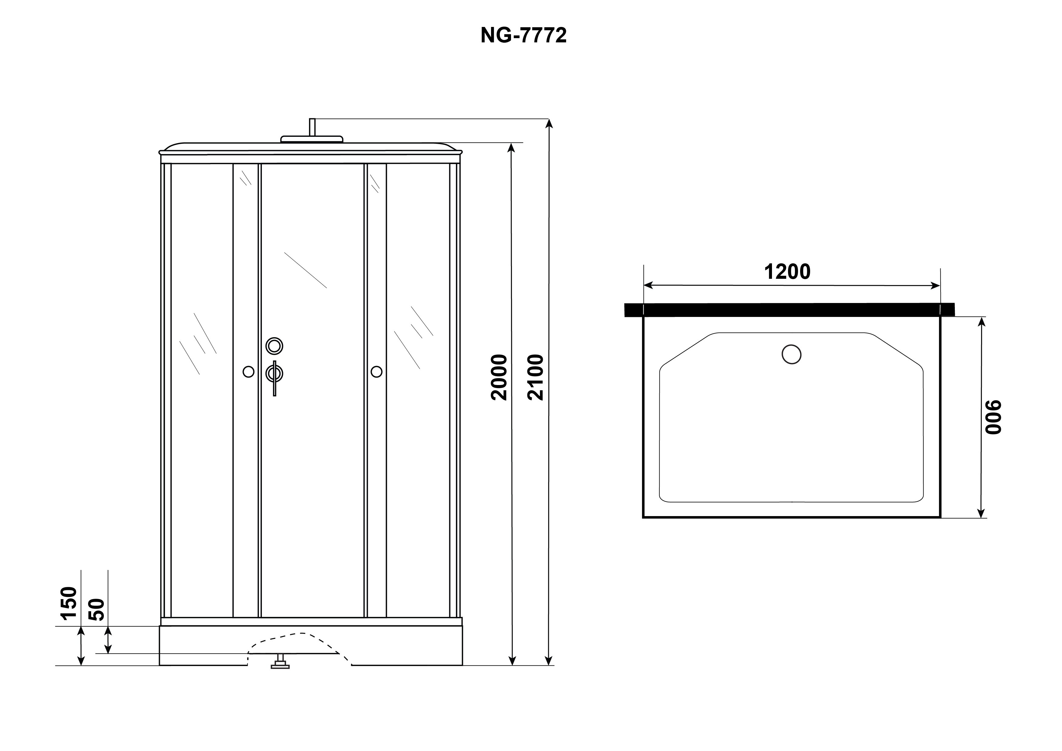 Душевая кабина Niagara Luxe 120х90см NG-7772QM профиль серебро