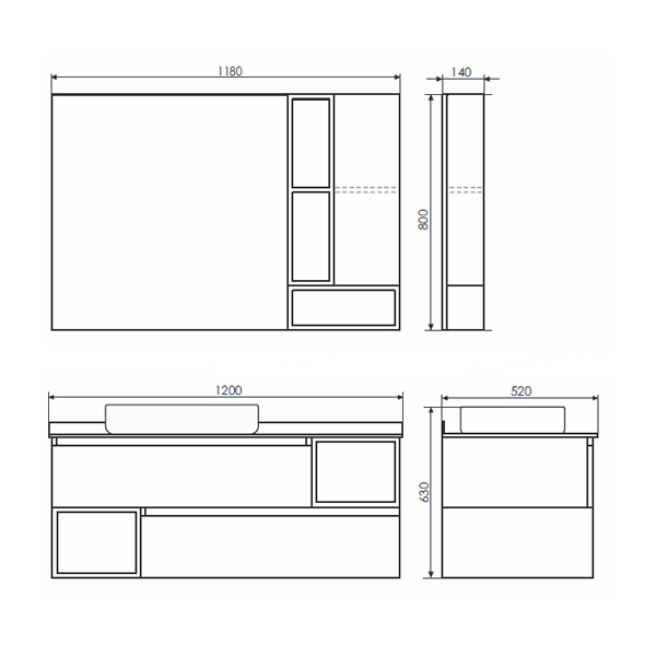 Тумба с раковиной Comforty Прага 120 00-00004130CF дуб белый, с антрацитовой столешницей