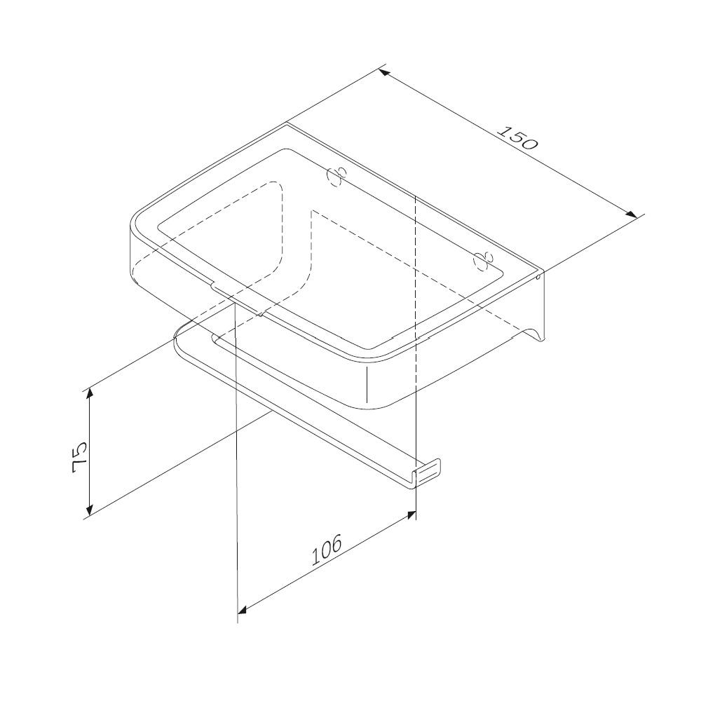 Держатель туалетной бумаги AM.PM Inspire 2.0 A50A341522 с полкой для телефона и контейнером, черный