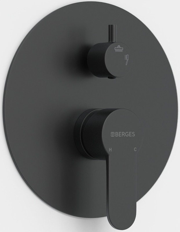Душевой комплект BERGES NARDIS 2R BLACK с внутренней частью, черный матовый