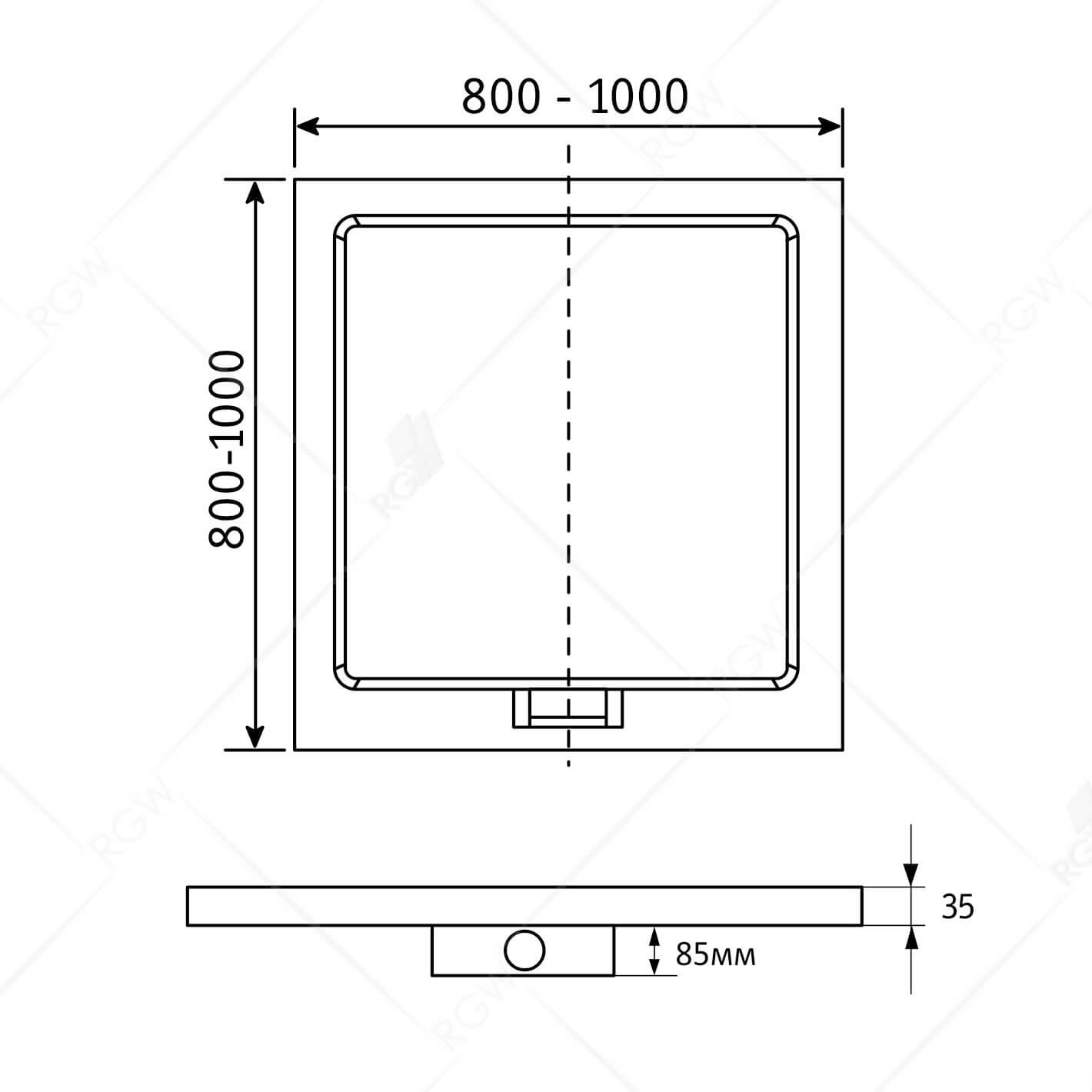 Душевой поддон RGW GWS 90x90см 03150199-01 белый