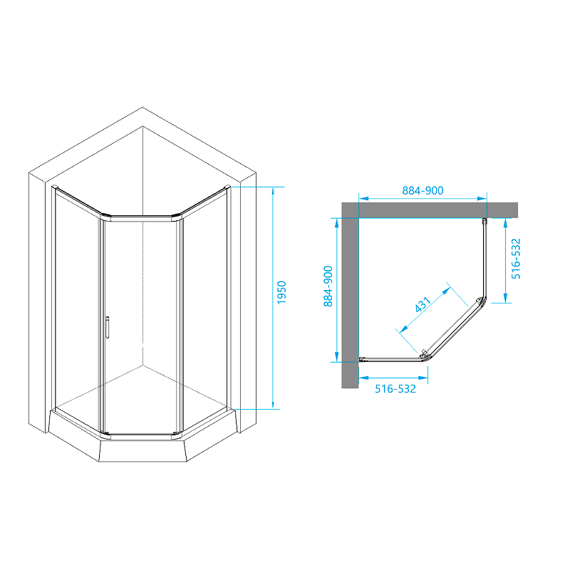 Душевой уголок RGW Passage PA-86B 90x90см 38088699-14 профиль черный, стекло прозрачное