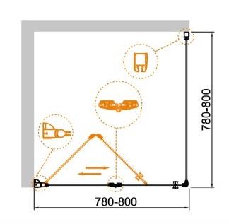 Душевой уголок Cezares Eco 80x80см ECO-O-AS-1-80-C-Cr профиль хром, стекло прозрачное