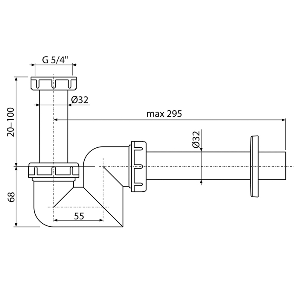 Сифон для раковины и биде AlcaPlast A45F-DN32 белый