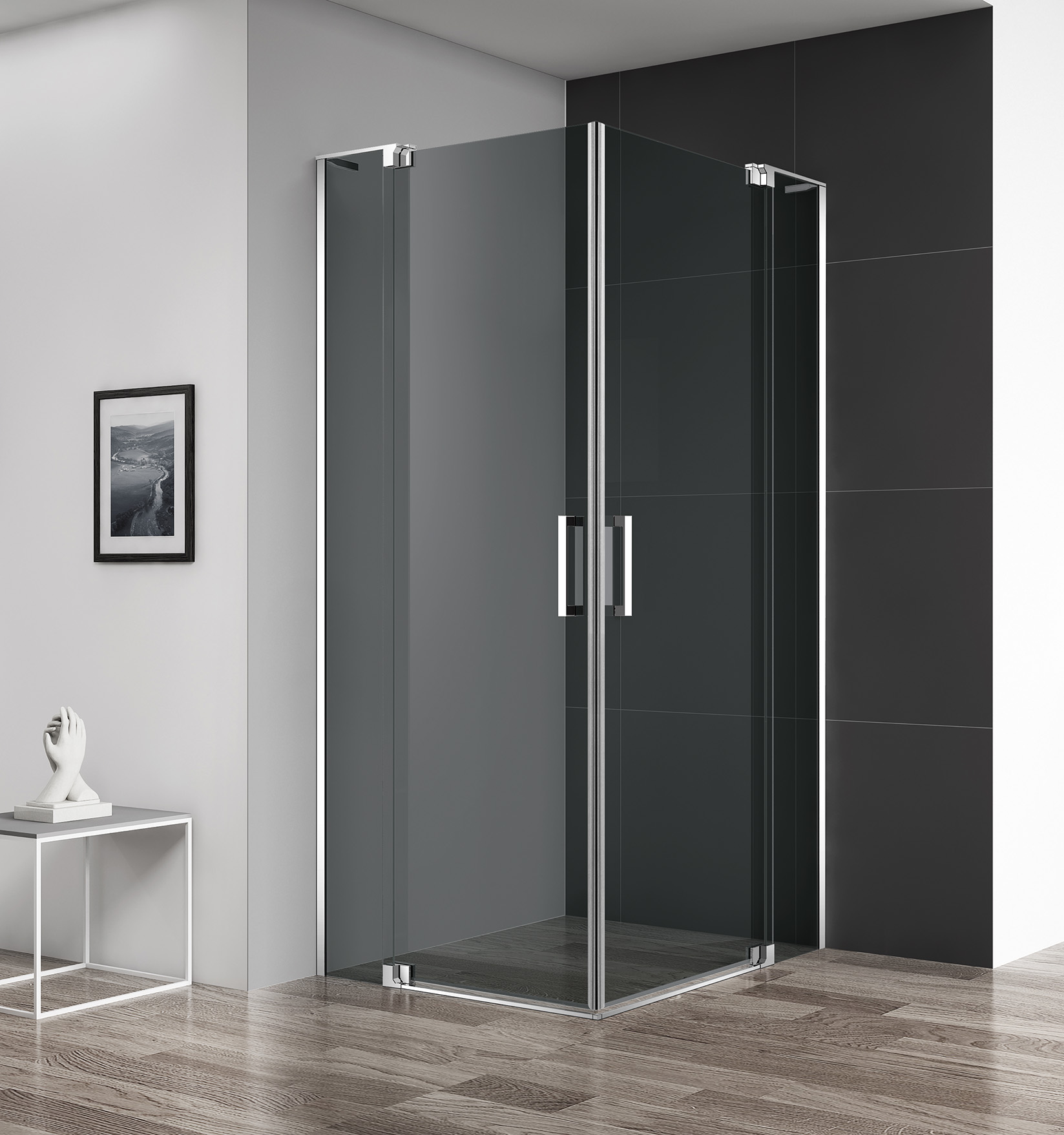 Душевой уголок Cezares Slider 90x90см SLIDER-A-2-80/90-GRIGIO-Cr профиль хром, стекло серое