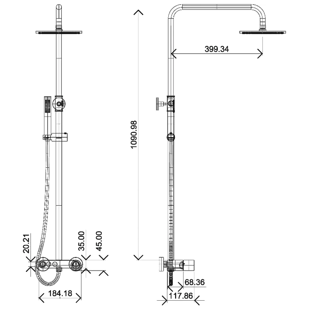 Душевая стойка Boheme Stick 128-GM.2 оружейная сталь