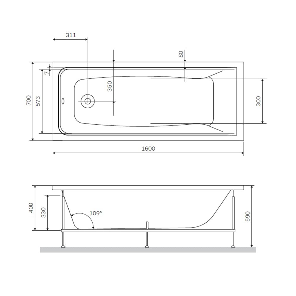 Каркас для ванны AM.PM Gem W90A-160-070W-R серый