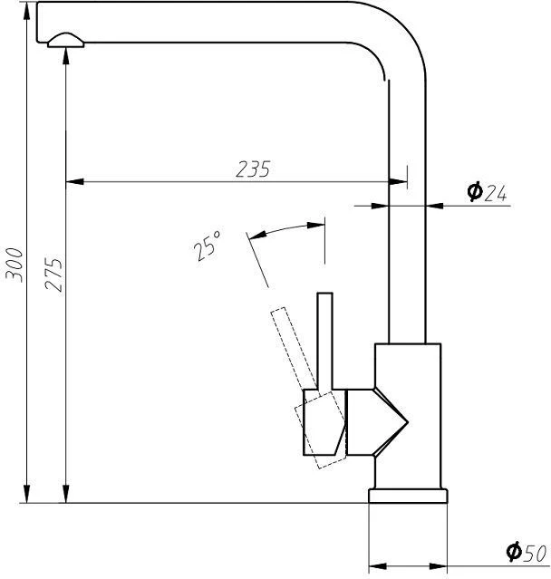 Смеситель Aquanet Steel AF211-41S для кухонной мойки