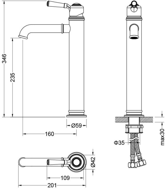 Смеситель для раковины Aquatek Классик AQ1504PG полированное золото