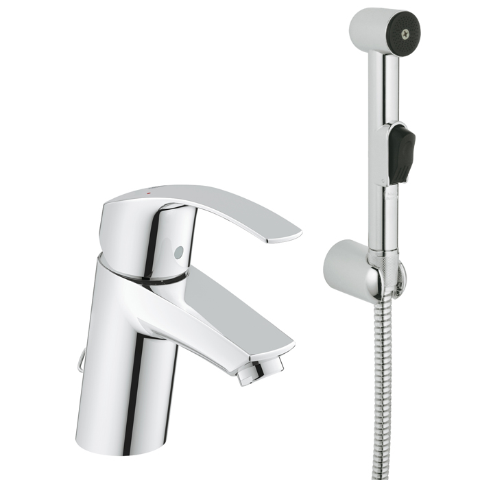 Смеситель для раковины Grohe Eurosmart 23124002 с гигиеническим душем, хром