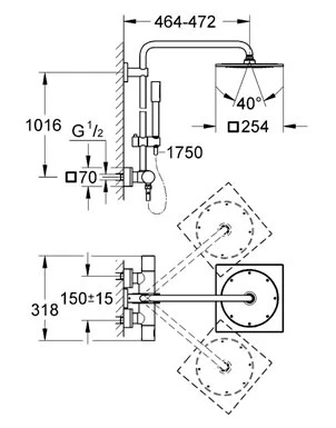Душевая стойка Grohe Rainshower F-series System 10 27469000 хром
