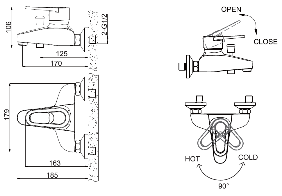 Смеситель для ванны с душем Bravat LOOP F6124182CP-01-RUS хром