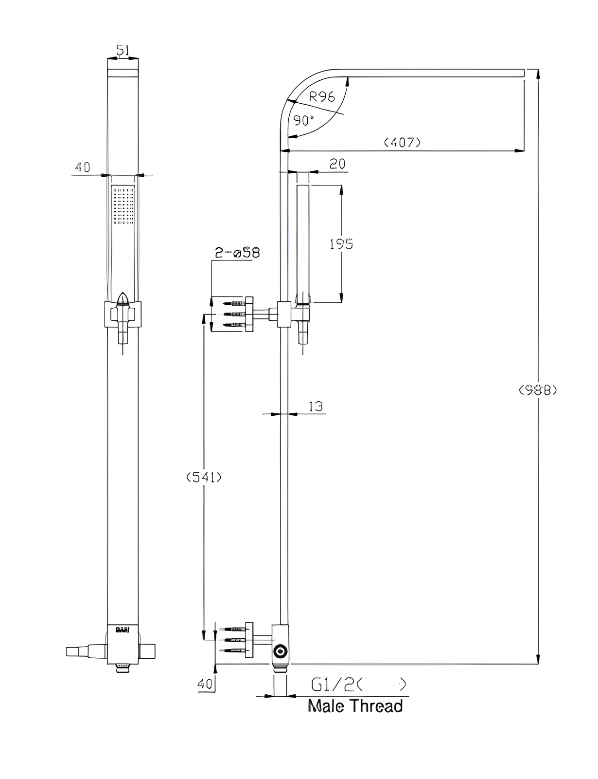 Душевая стойка Bravat Arc D224C-ENG хром