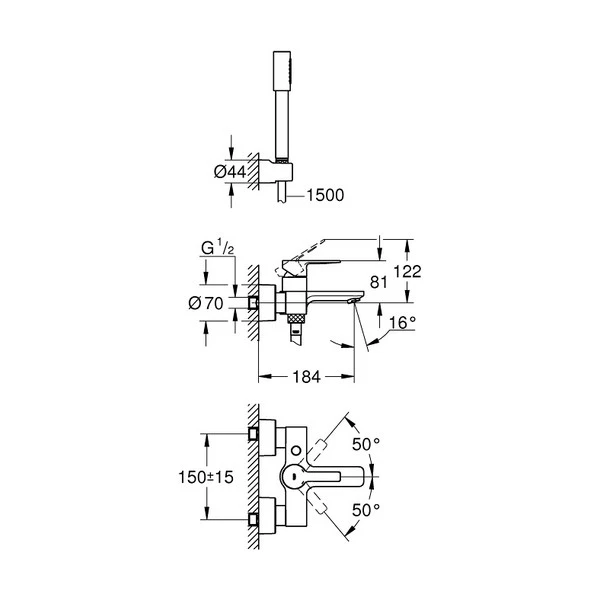 Смеситель для ванны с душем Grohe Lineare New 33850001 хром