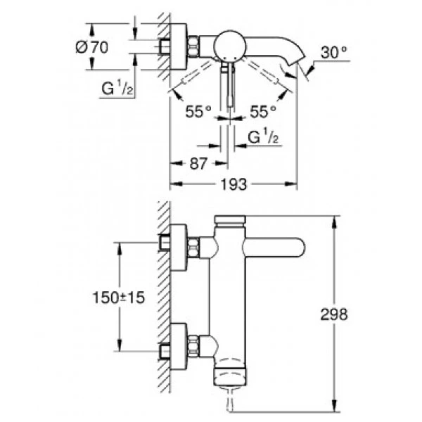 Смеситель для ванны с душем Grohe Essence New 33624001 хром