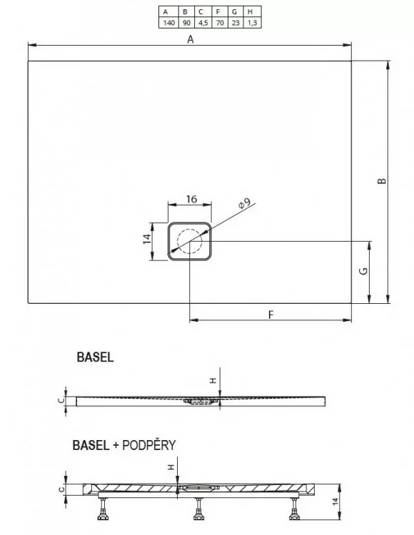 Душевой поддон Riho Basel 140х90см D005027304 черный матовый