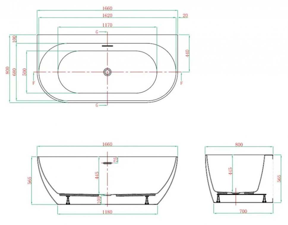 Акриловая ванна Vagnerplast Vera 166x80 KRBV166VER9X-64 белая глянцевая