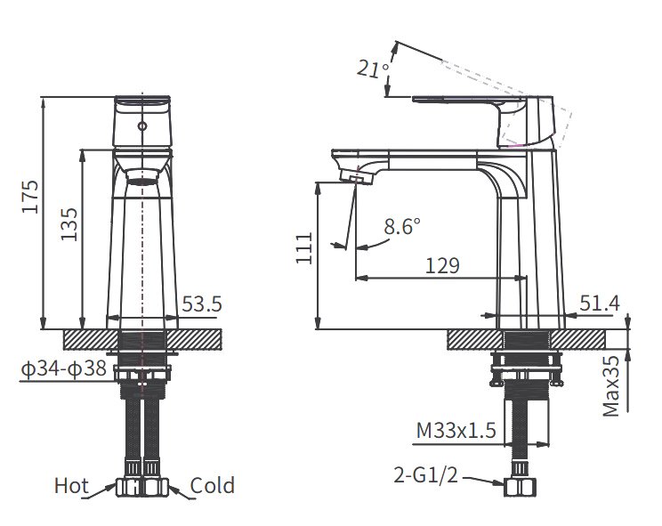 Смеситель для раковины ARROW AMP11848LJ золотой