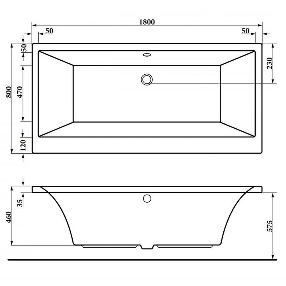 Акриловая ванна BERGES TARI 180x80 с каркасом 050031 белая глянцевая