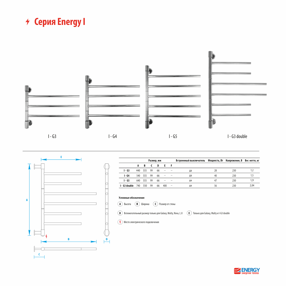 Полотенцесушитель электрический Energy I chrome G3 44х55 см EETR00IG30000000000 хром