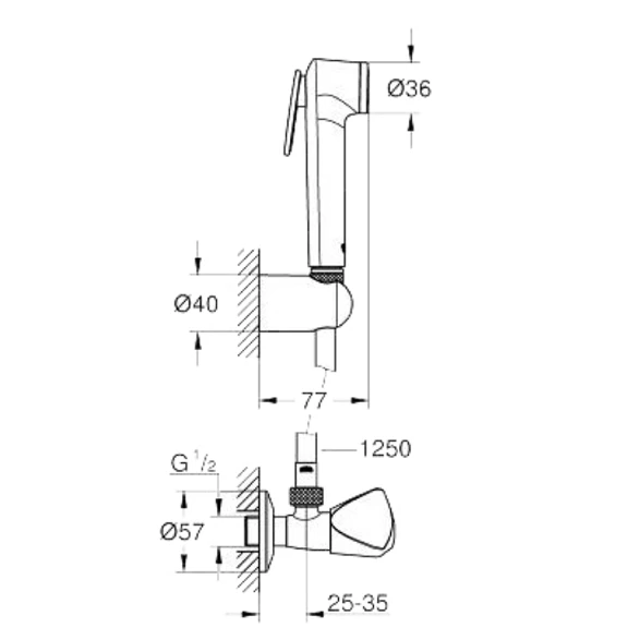 Гигиенический душ Grohe Tempesta-F 27514001 со смесителем, хром