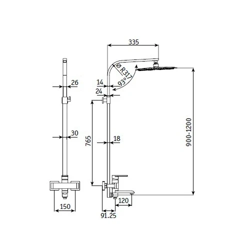 Душевая стойка RGW Shower Panels SP-30 30140130-01 хром