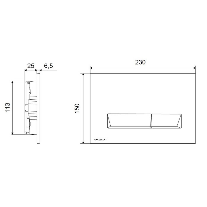 Кнопка смыва Excellent Platto INEX.PL230.150.CR хром глянцевая