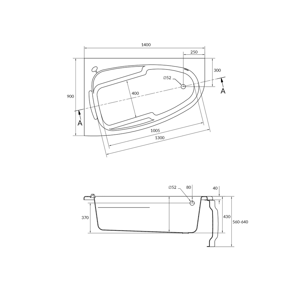 Акриловая ванна Cersanit Joanna R 140x90 правосторонняя, с ножками, белая глянцевая