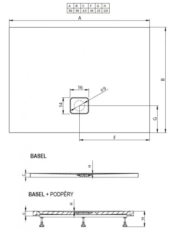 Душевой поддон Riho Basel 90х90см D005017065 черный глянец