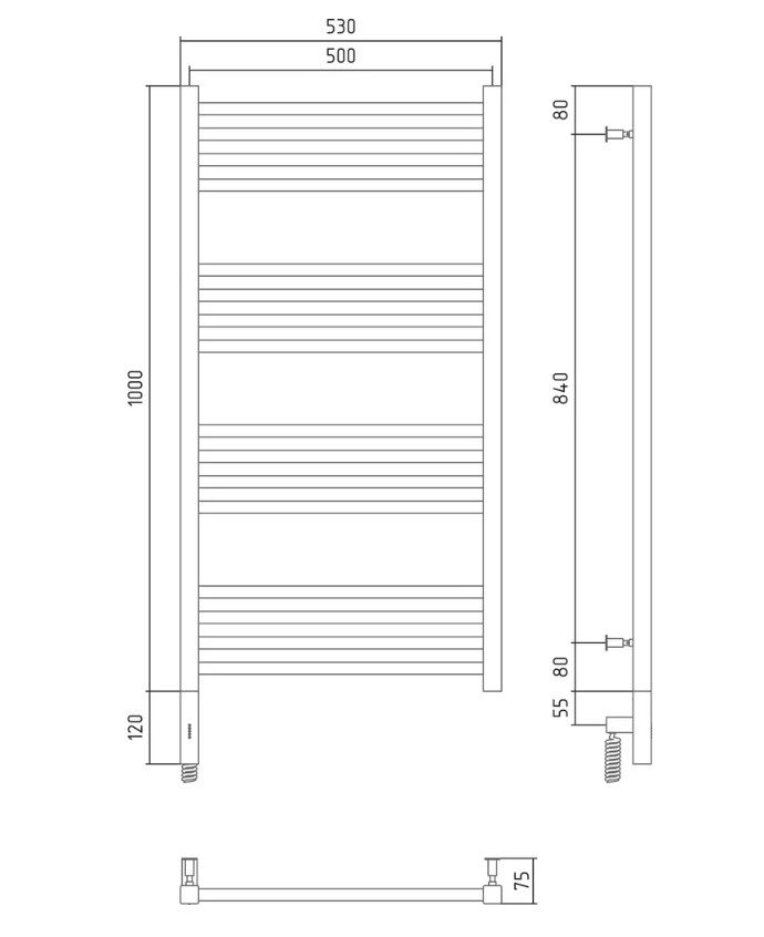Полотенцесушитель электрический Сунержа Модус 3.0 L100х50 см, 31-5700-1050 черный матовый