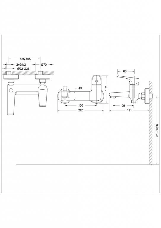 Смеситель для ванны с душем Bravat LOOP F6124182CP-01-RUS хром
