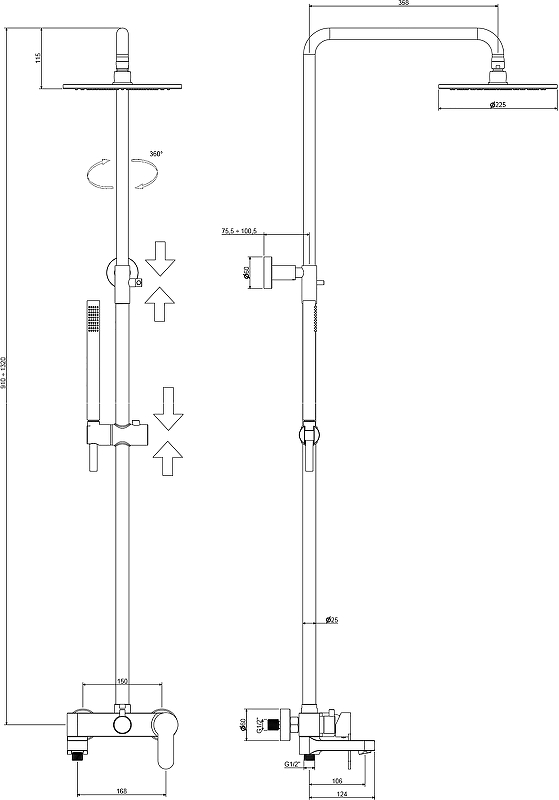 Душевая стойка Paffoni Blu ZCOL632BO белая матовая