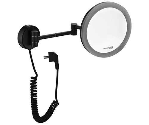 Косметическое зеркало Wasserkraft Elbe K-1004BLACK с подсветкой, черное матово