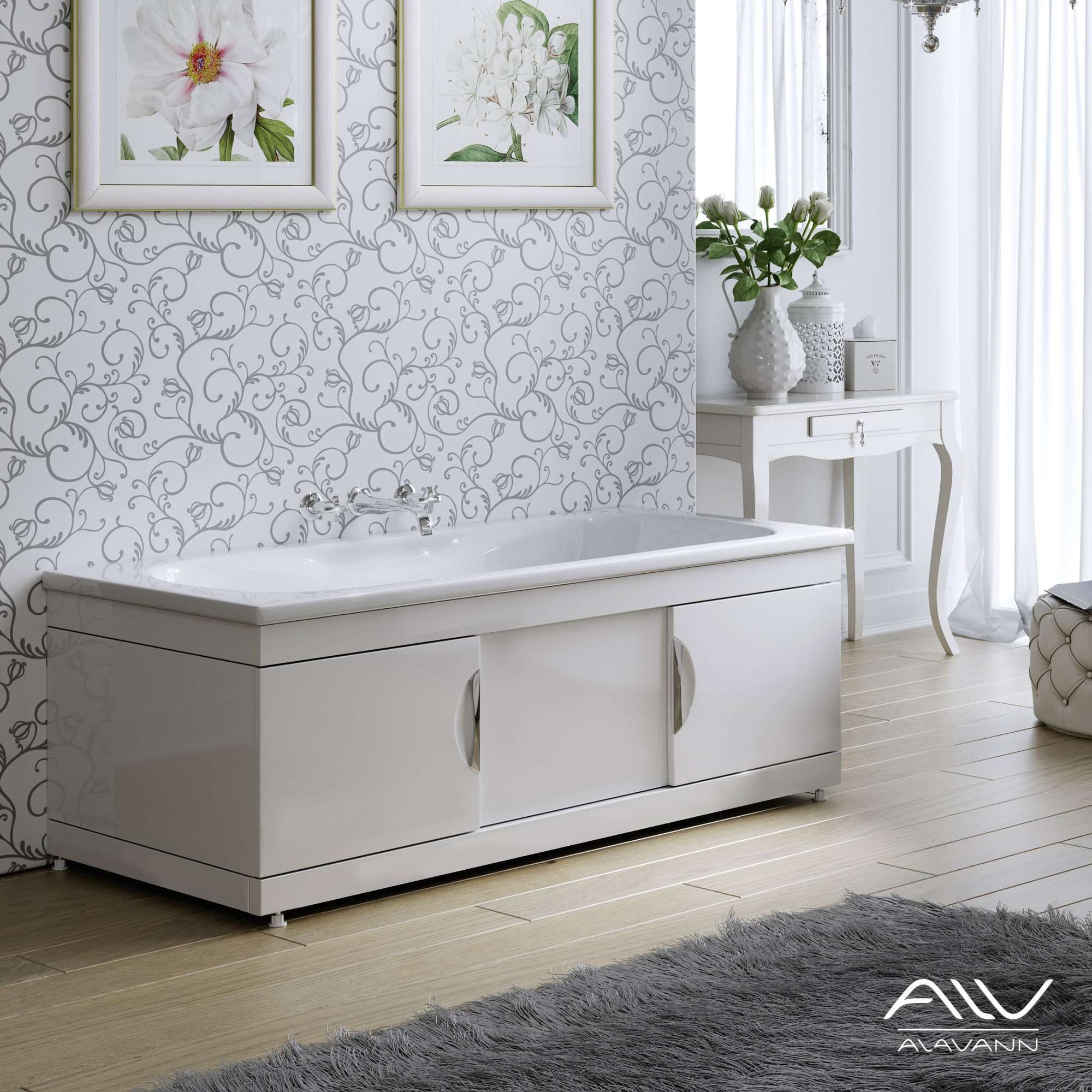 Экран Alavann Monaco 150см раздвижной МДФ 449606 белый