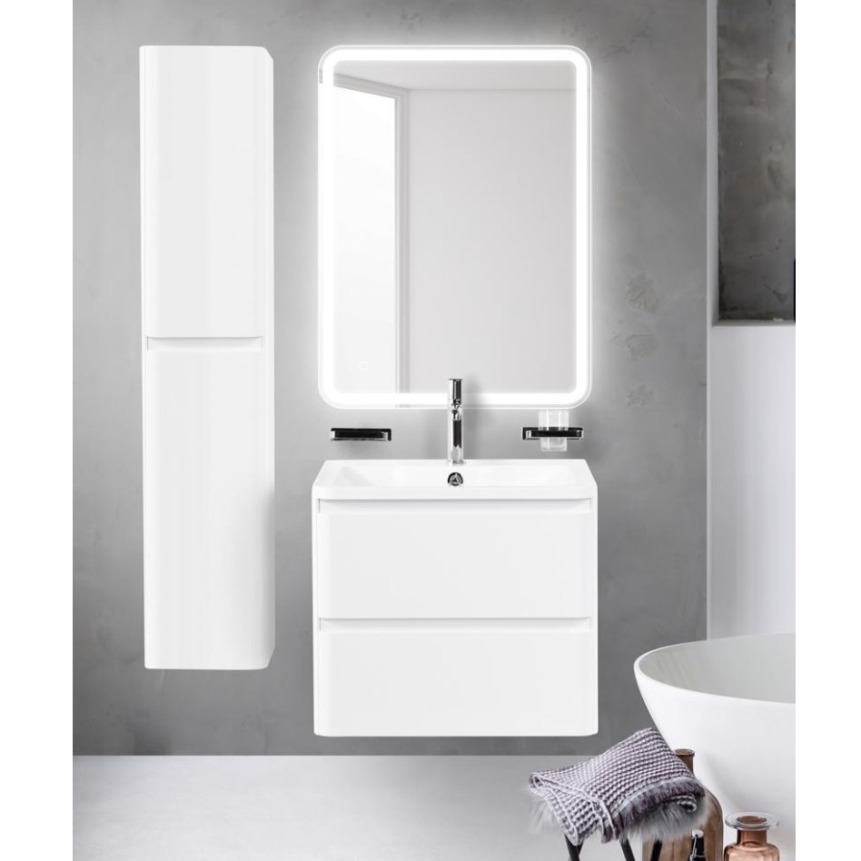 Тумба с раковиной BelBagno Albano 60 ALBANO-600-2C-SO-BL белая глянцевая