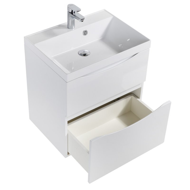 Тумба с раковиной BelBagno Marino 70 MARINO-H60-700-2C-SO-BL-P белая глянцевая