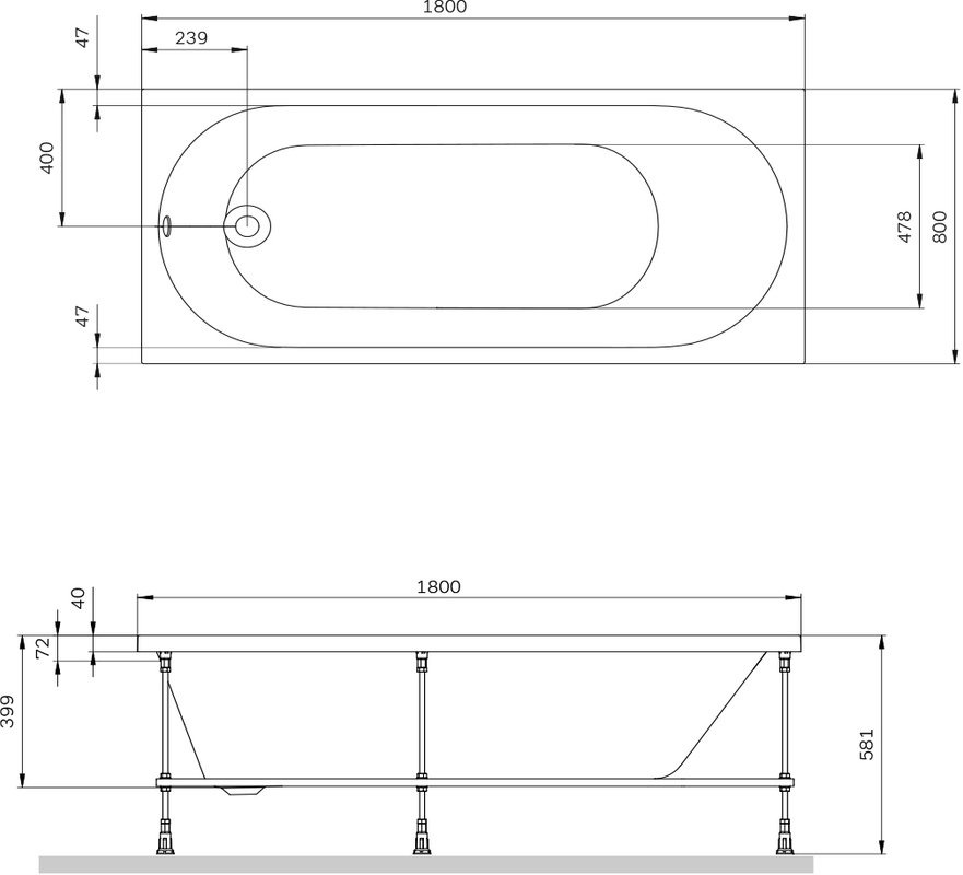 Акриловая ванна AM.PM X-Joy 180х80 W94A-180-080W-A белая глянцевая