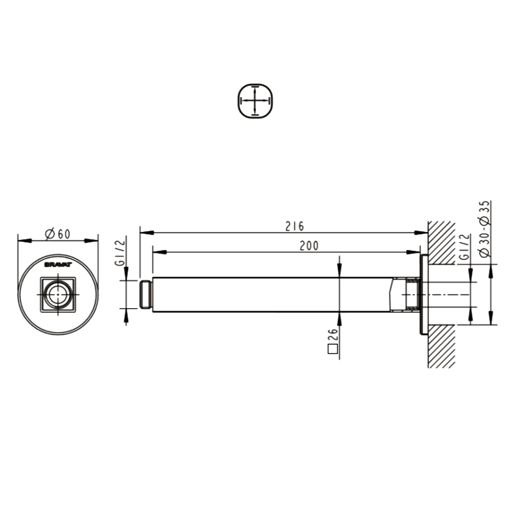 Кронштейн Bravat Built-in P7436C-RUS хром