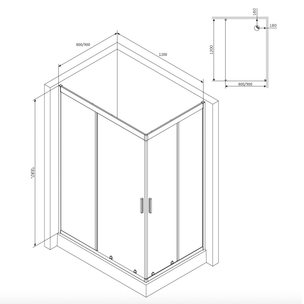 Душевой уголок AM.PM Gem 120x90см W90G-404-120290-MT профиль хром, стекло прозрачное