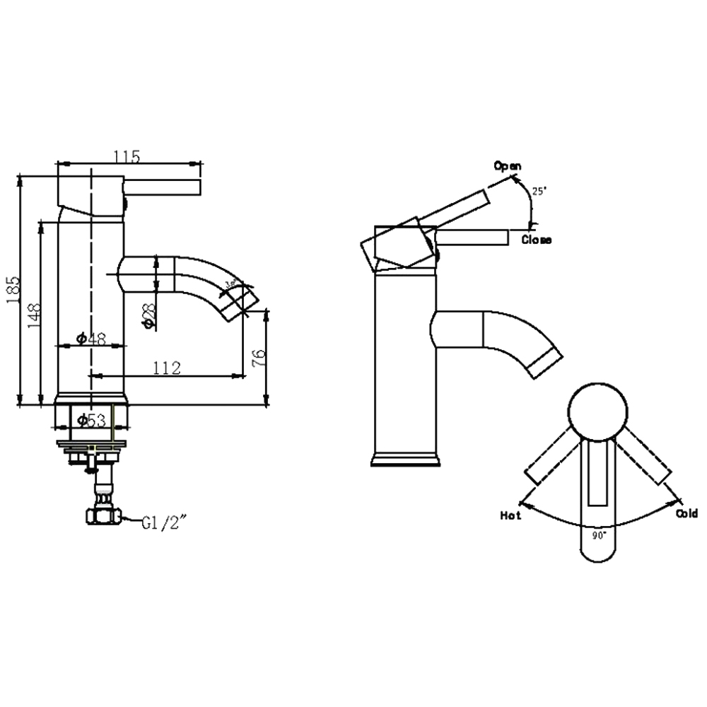 Смеситель для раковины Bravat Slim F1332366CP-RUS хром