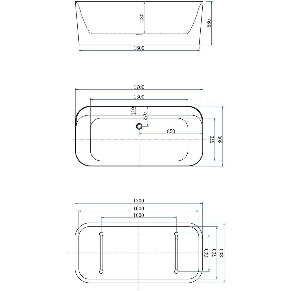 Акриловая ванна Allen Brau Infinity 170x80 2.21001.21/AM антрацит матовый