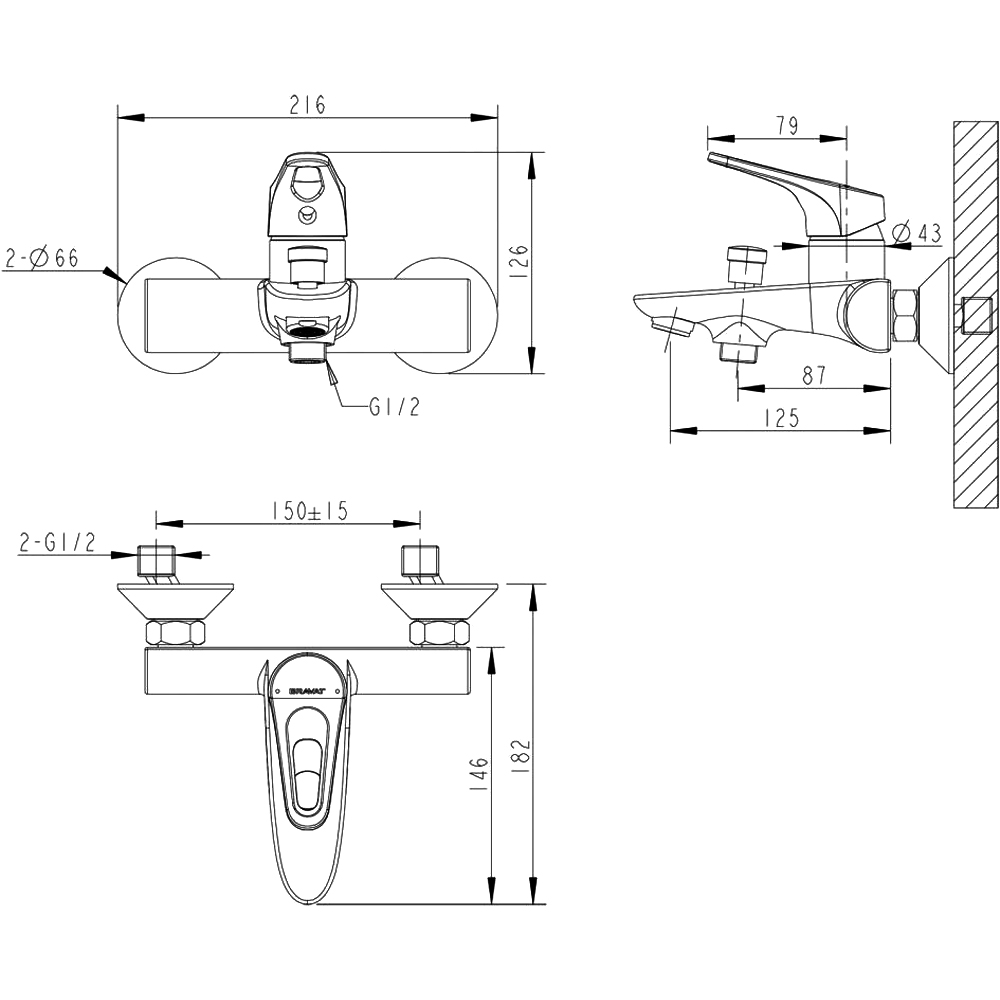 Смеситель для ванны с душем Bravat Drop-D F648162C-01 хром