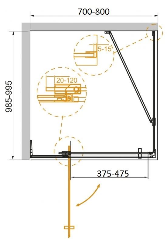 Душевой уголок Cezares Slider 80x99,5см SLIDER-AH-1-100-70/80-BR-Cr профиль хром, стекло бронза