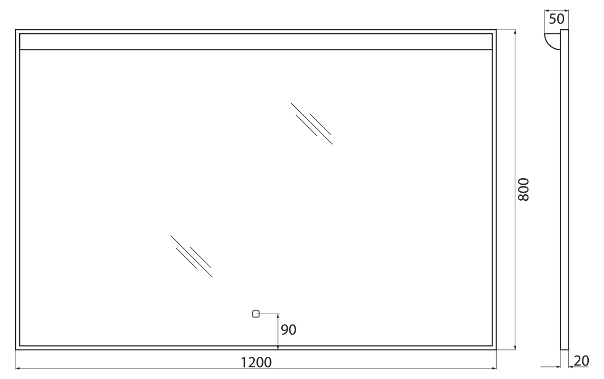 Зеркало BelBagno 120 SPC-UNO-1200-800-TCH с подсветкой